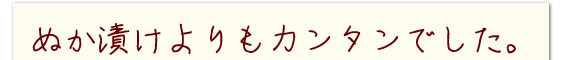 ぬか漬けよりもカンタンでした。