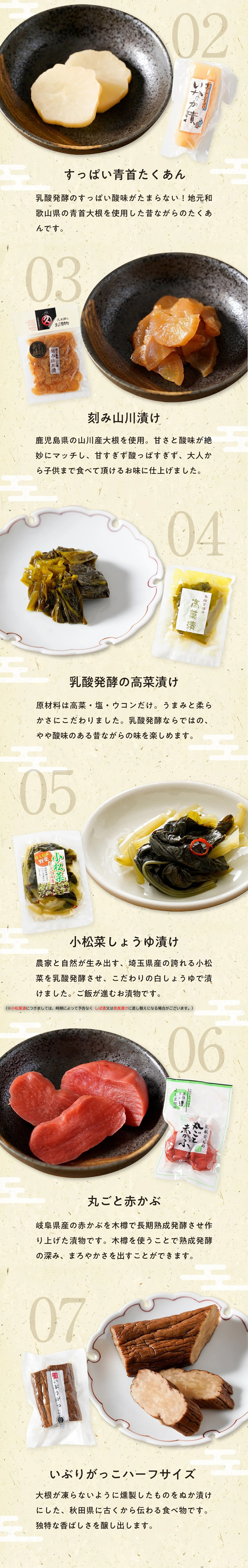 漬物ギフト、商品の説明、他