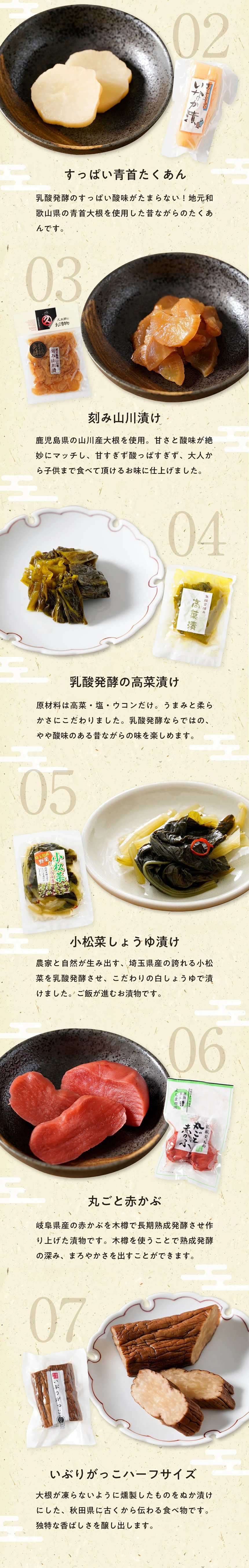 漬物ギフト、商品の説明、他